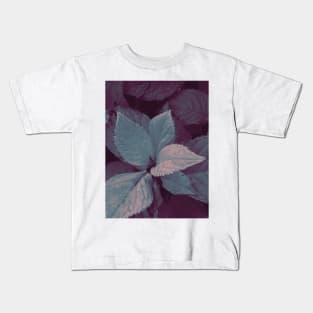 Photo of leaves in a blue and purple gradient Kids T-Shirt